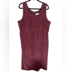 Vntg 90’s Jumper Dress Velvet Faux Suede XL Country Western Prairie Grunge Wine